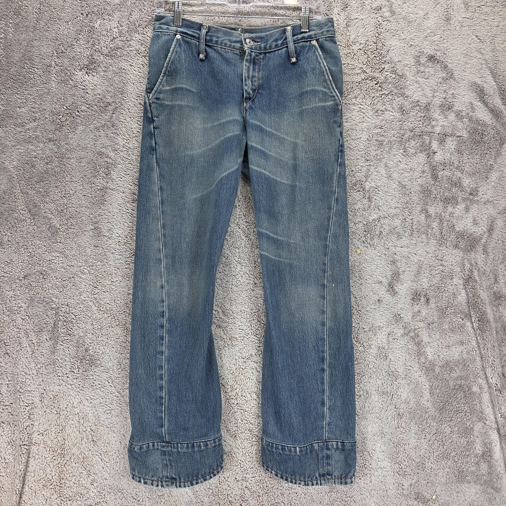 Vintage Levis Engineered Jeans Womens Blue Twisted Denim Zip Fly Fits 28x28